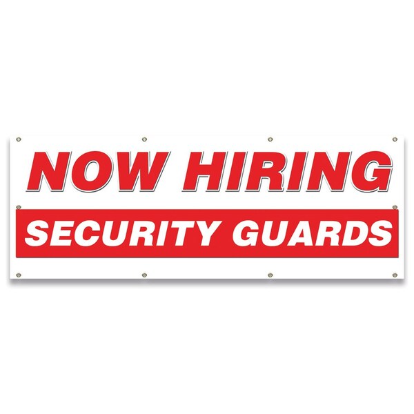 Now Hiring Security Guards Banner Apply Inside Accepting Application Single Sided